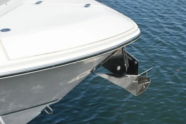 Slide: The Image of 2022 Boston Whaler 280 Vantage boat bow with anchor over water. - 45
