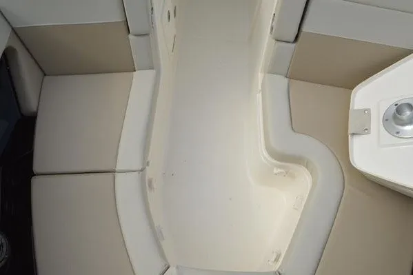 Slide: The Image of Interior seating of 2022 Boston Whaler 280 Vantage boat, featuring beige cushions. - 31