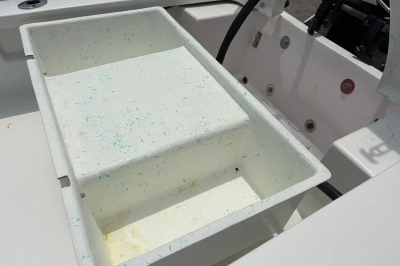 Slide: The Image of Interior view of 2025 Exuma 14 Snookaholic boat, featuring a storage compartment. - 25