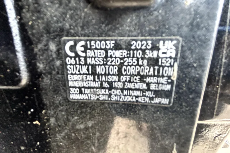 Slide: The Image of Label on Suzuki motor, rated power 110.3 kW, 2023, for Godfrey Sweetwater 2286 SFL. - 53