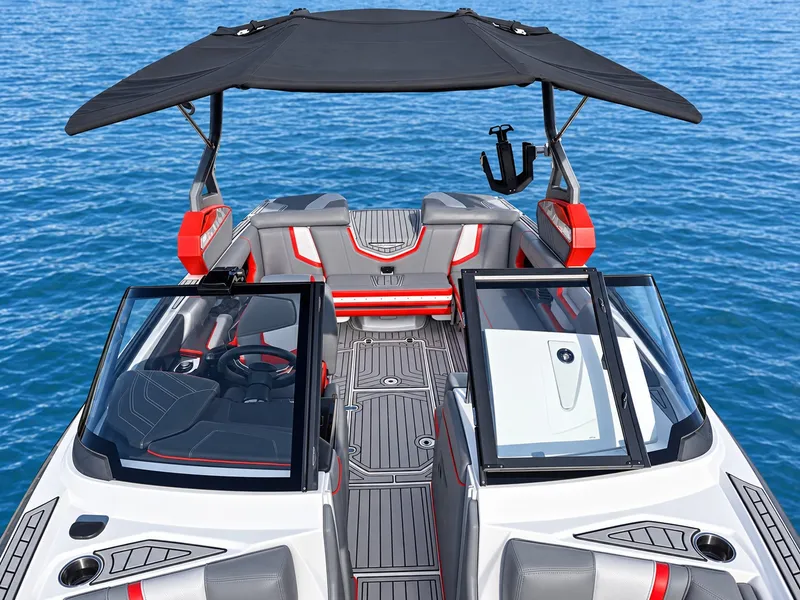 Slide: The Image of 2019 Nautique Super Air Nautique G23 with stylish design and spacious deck on calm water. - 3