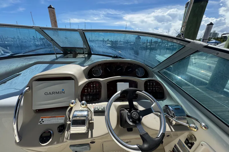 Slide: The Image of Cockpit view of 2006 Sea Ray 340 Sundancer with Garmin navigation system. - 37