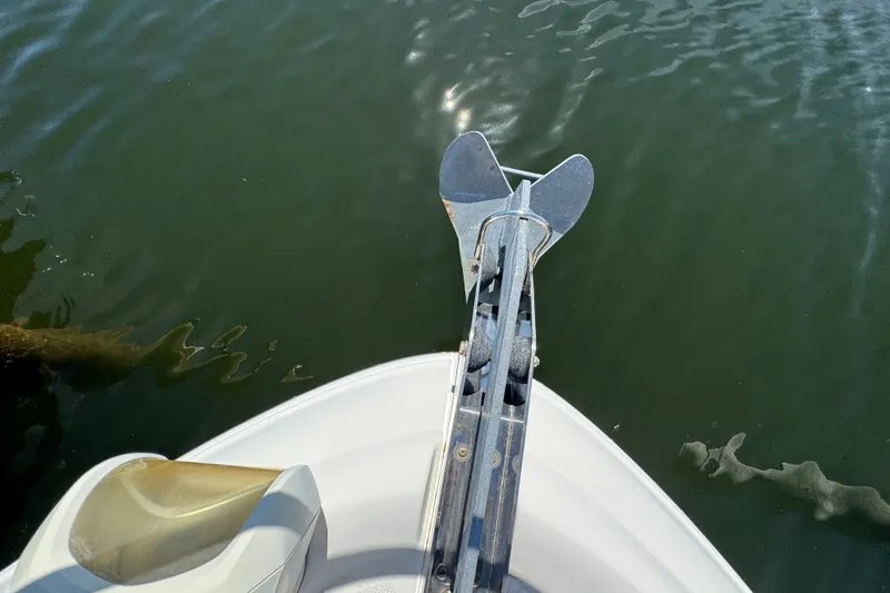 Slide: The Image of Bow view of 2006 Sea Ray 340 Sundancer with anchor over calm water. - 55