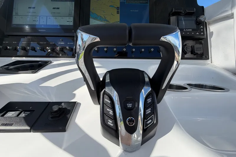 Slide: The Image of Control panel of 2025 Sea Hunt Gamefish 27CB boat with advanced navigation systems. - 36