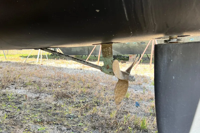 Slide: The Image of Underwater view of 2013 Gemini Legacy 35 sailboat propeller and rudder. - 154