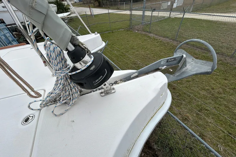 Slide: The Image of Bow of 2013 Gemini Legacy 35 sailboat with anchor and rigging. - 47