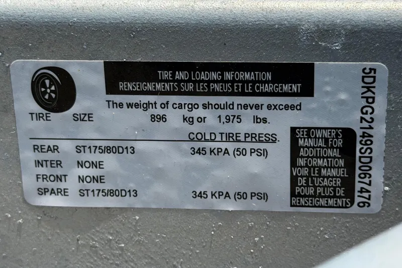 Slide: The Image of 2024 Kawasaki Jetski STX 160LX tire and loading information label. - 50