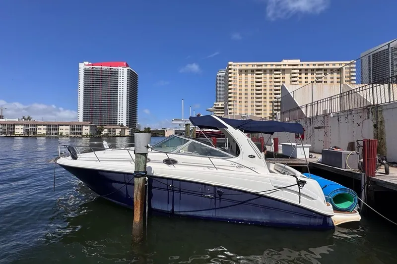 The Image of 2005 Sea Ray 300 Sundancer docked near urban waterfront buildings. - 0