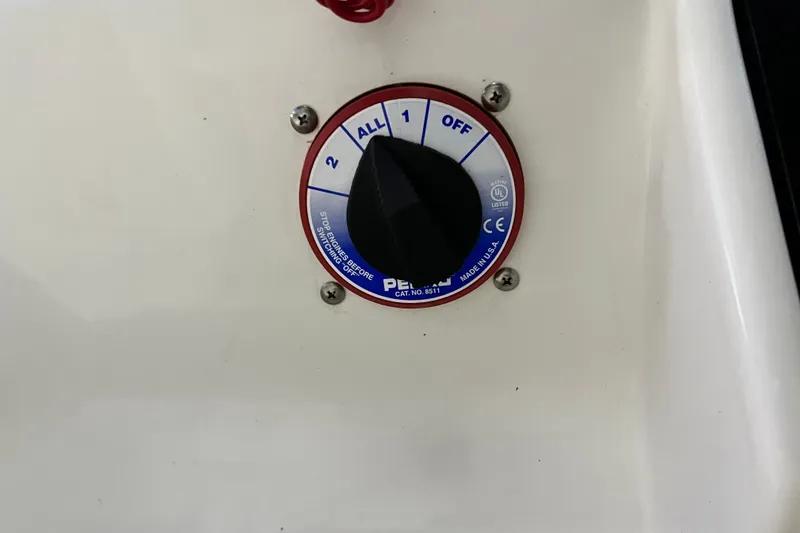Slide: The Image of Battery switch on a 2024 Sea Fox 228 Commander boat, showing multiple settings. - 67