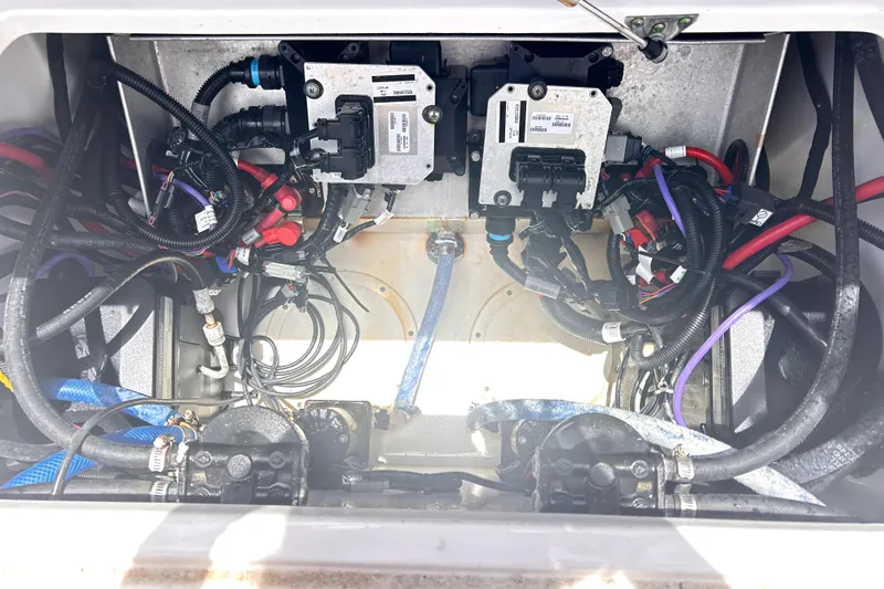Slide: The Image of Electrical wiring and components inside a 2024 Sea Fox 328 Commander boat. - 70