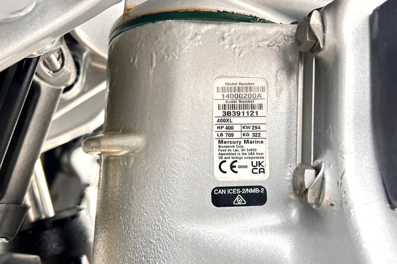 Slide: The Image of Label on Mercury Marine engine, model 400XL, for 2024 Sea Fox 328 Commander. - 90