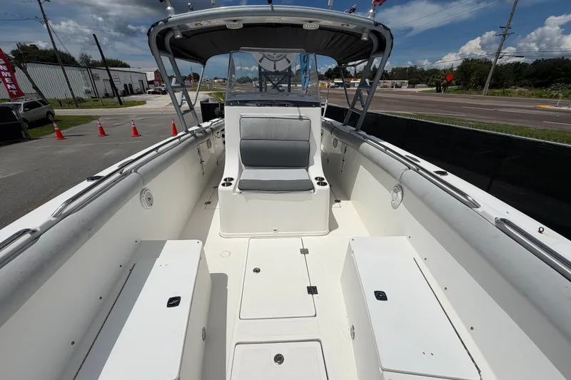 Slide: The Image of 2011 Jefferson Marlago FS35 boat interior with seating and storage compartments. - 72