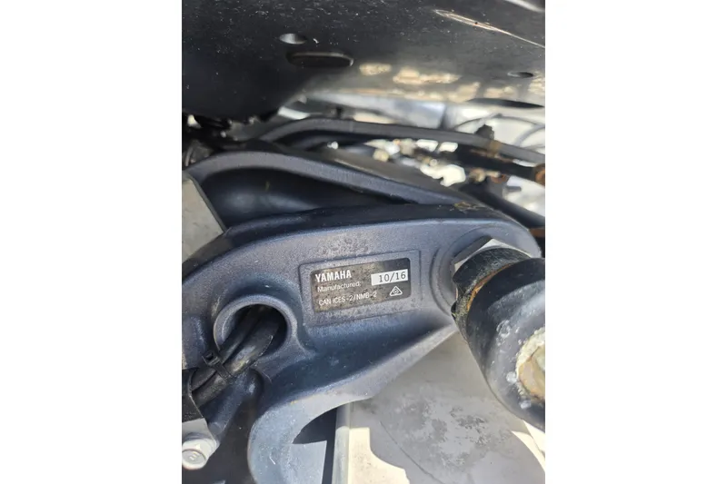Slide: The Image of Close-up of a Yamaha engine component on a 2009 Cape Horn 31XS boat. - 15
