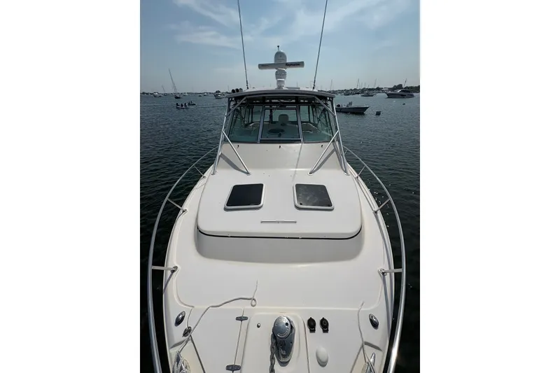 Slide: The Image of 2007 Grady-White Express 360 boat on calm water, front view. - 30