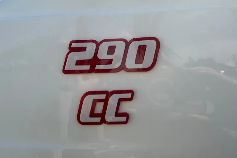 Slide: The Image of Red '290 CC' emblem on 2004 Donzi 29 ZF Open boat. - 9