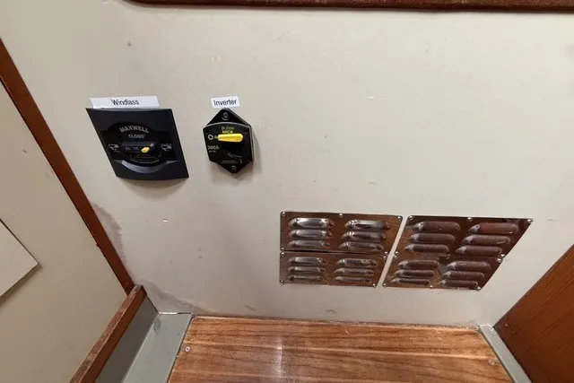 Slide: The Image of Control panel and vents inside a 1981 C&C Landfall 38 sailboat. - 25