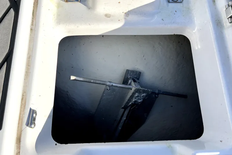 Slide: The Image of Storage compartment of a 2019 Glastron GTD 220 boat, showing interior details. - 71