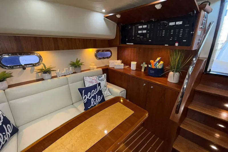 Slide: The Image of Luxurious interior of 2011 Tiara Yachts 4500 Sovran with elegant seating and decor. - 44