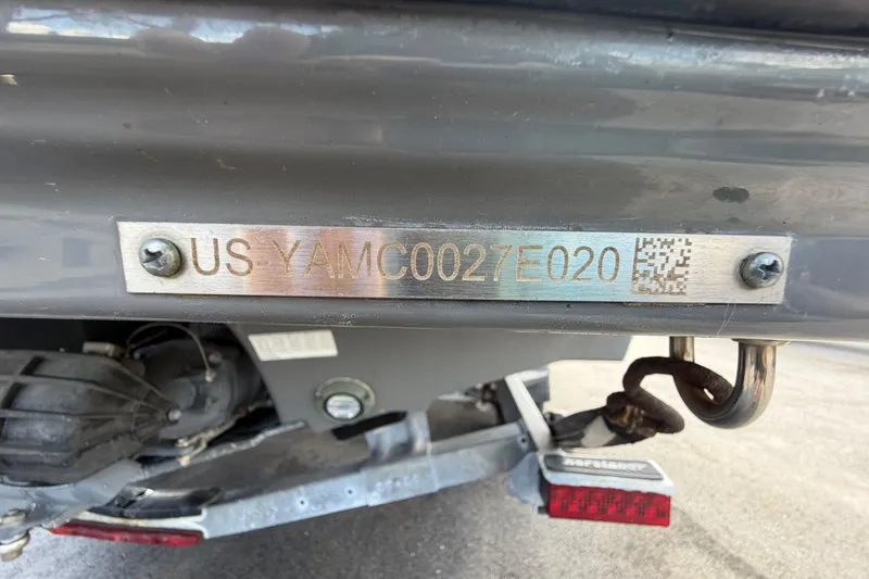 Slide: The Image of 2020 Yamaha Boats AR240 hull identification number plate with QR code. - 66