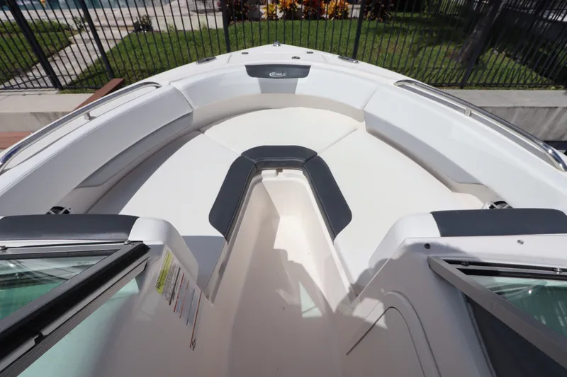 Slide: The Image of 2021 Robalo R227 Dual Console boat interior with spacious seating and sleek design. - 22