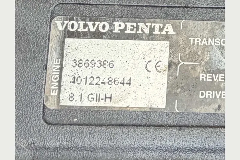 Slide: The Image of Volvo Penta engine label on 2009 Cruisers Yachts 330 Express, model 8.1 GII-H. - 20