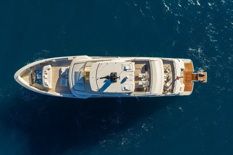 Slide: The Image of Aerial view of 2023 Cantiere Delle Marche RJ 115 yacht on open sea. - 6