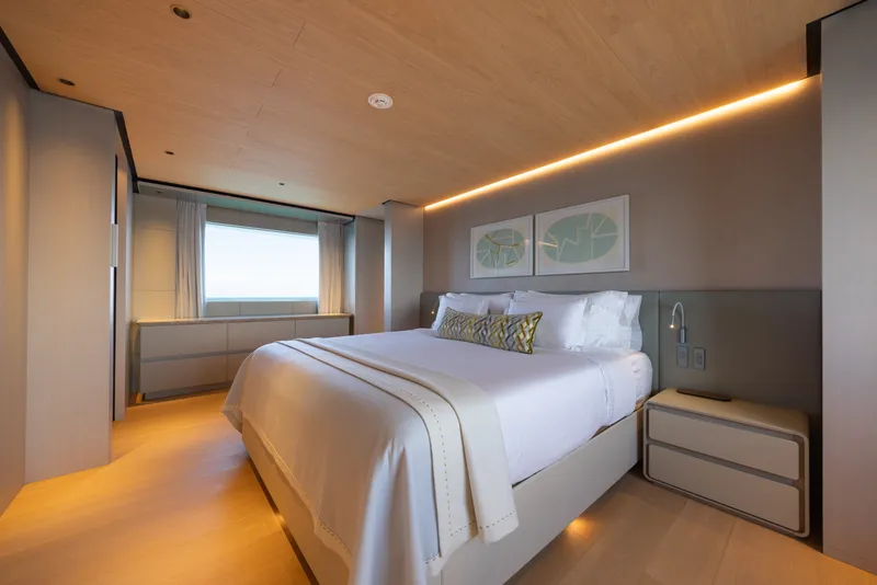 Slide: The Image of Luxurious bedroom interior on 2023 Cantiere Delle Marche RJ 115 yacht. - 24