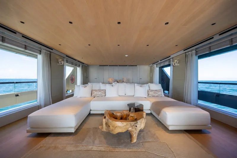 Slide: The Image of Luxurious interior of 2023 Cantiere Delle Marche RJ 115 yacht with ocean view. - 19