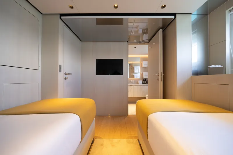 Slide: The Image of Luxurious interior of 2023 Cantiere Delle Marche RJ 115 yacht cabin with modern design. - 41