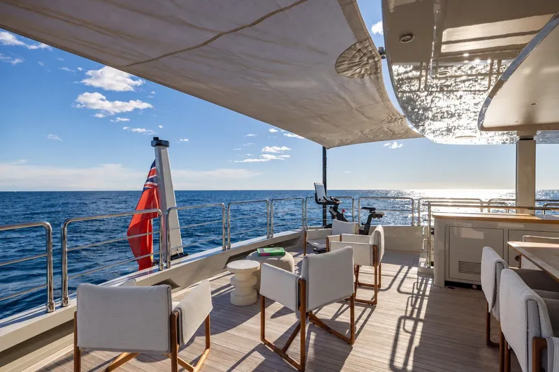 Slide: The Image of Luxurious deck of 2023 Cantiere Delle Marche RJ 115 yacht with ocean view. - 51