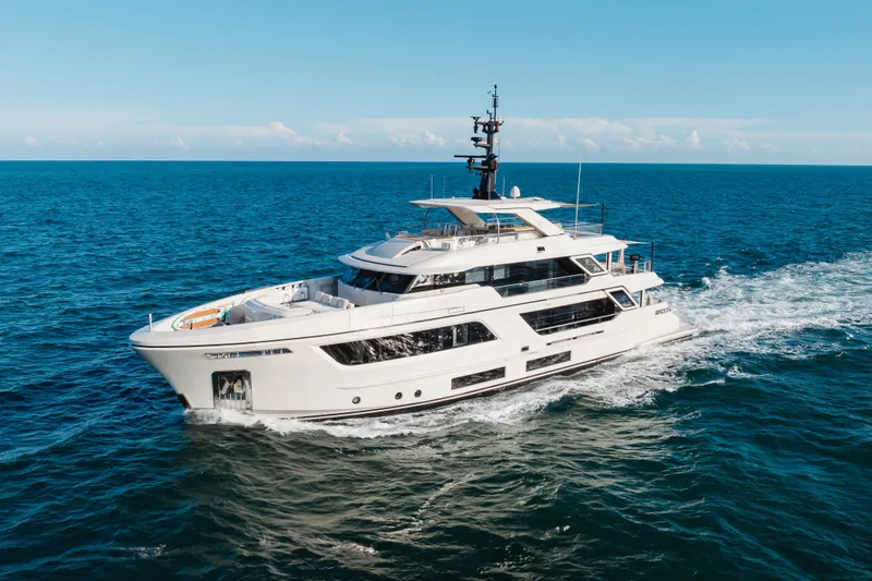 Slide: The Image of Luxury yacht Cantiere Delle Marche RJ 115 cruising on open sea, 2023 model. - 8
