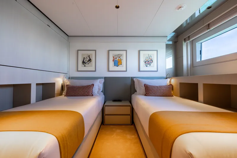 Slide: The Image of Luxurious twin cabin interior on 2023 Cantiere Delle Marche RJ 115 yacht. - 43