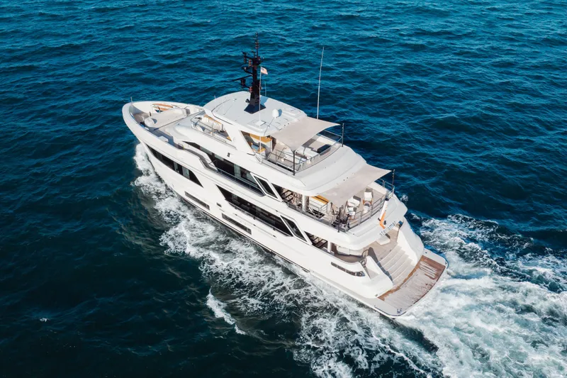 Slide: The Image of Luxurious 2023 Cantiere Delle Marche RJ 115 yacht cruising on open sea. - 1