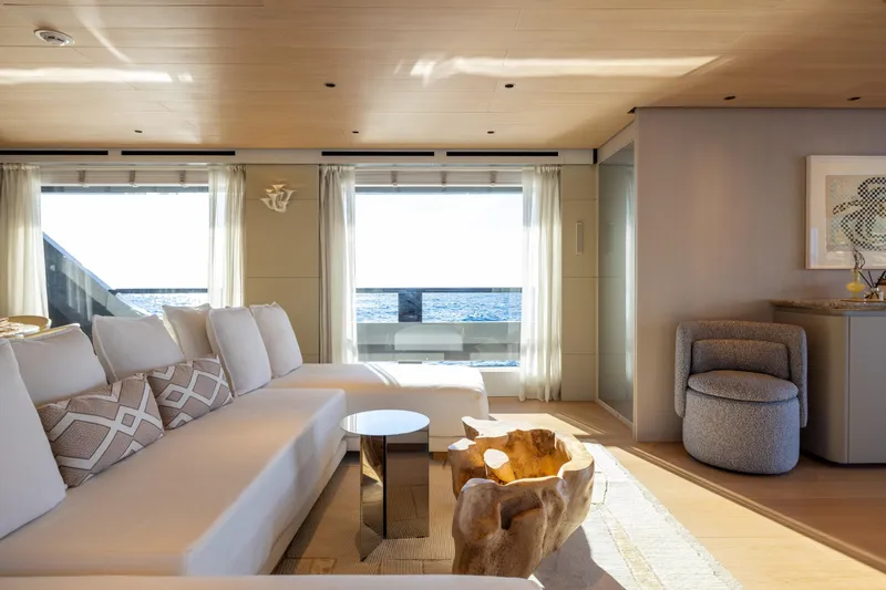 Slide: The Image of Luxurious interior of 2023 Cantiere Delle Marche RJ 115 yacht with ocean view. - 13