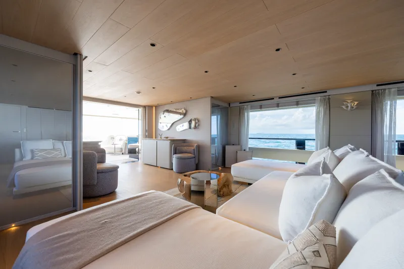 Slide: The Image of Luxurious interior of 2023 Cantiere Delle Marche RJ 115 yacht with ocean view. - 17