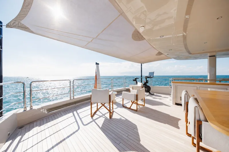 Slide: The Image of Luxurious deck of 2023 Cantiere Delle Marche RJ 115 yacht with ocean view. - 53