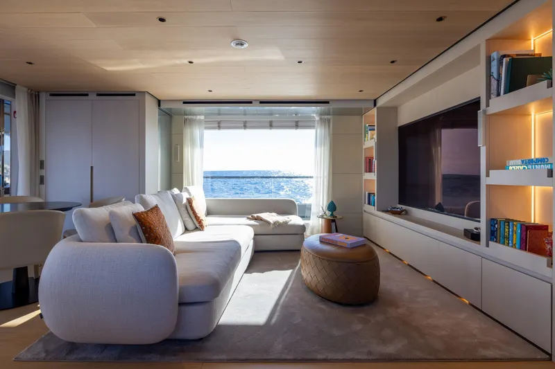 Slide: The Image of Luxurious interior of 2023 Cantiere Delle Marche RJ 115 yacht with ocean view. - 29