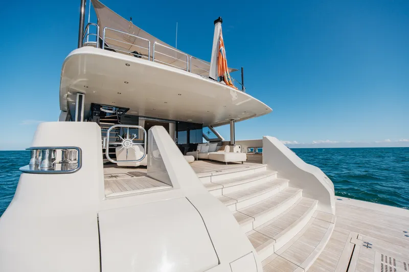 Slide: The Image of Luxurious 2023 Cantiere Delle Marche RJ 115 yacht with elegant deck and ocean view. - 12