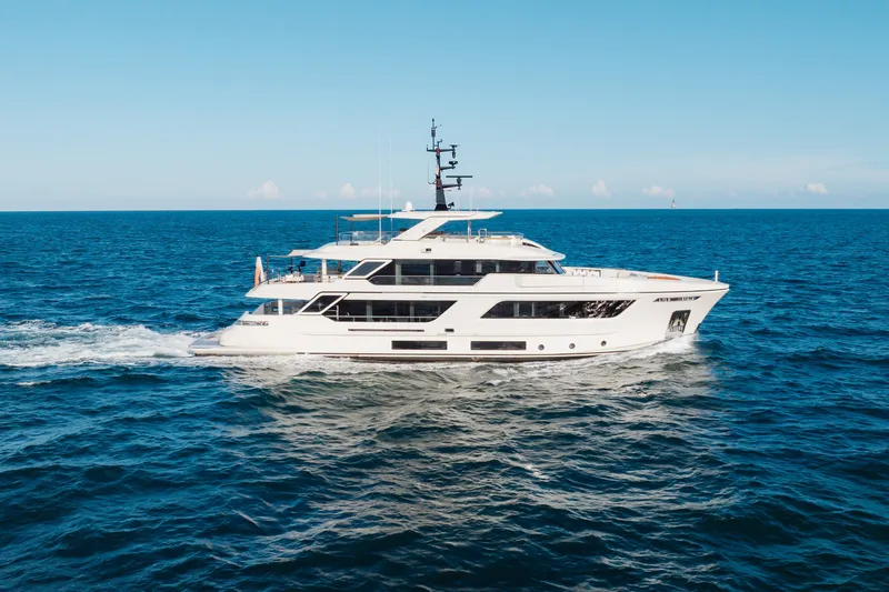 Slide: The Image of Luxury yacht Cantiere Delle Marche RJ 115 cruising on open sea, 2023 model. - 10