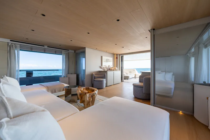 Slide: The Image of Luxurious interior of 2023 Cantiere Delle Marche RJ 115 yacht with ocean view. - 16