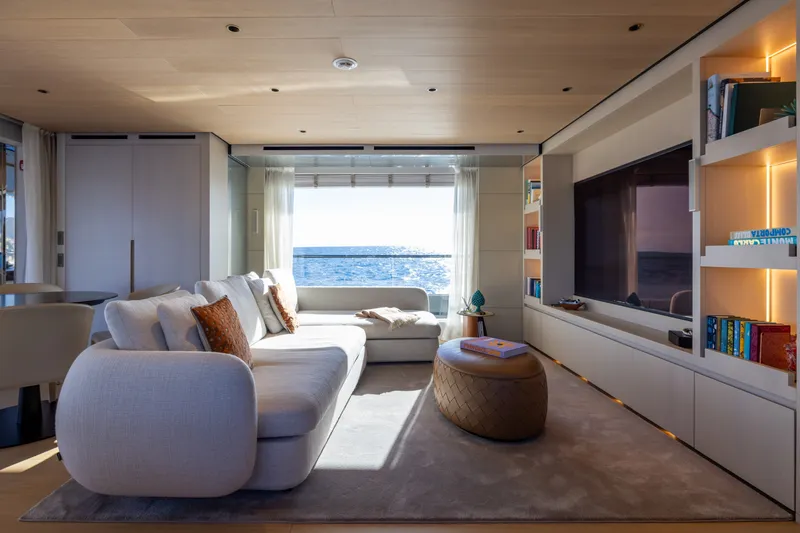 Slide: The Image of Luxurious interior of 2023 Cantiere Delle Marche RJ 115 yacht with ocean view. - 49