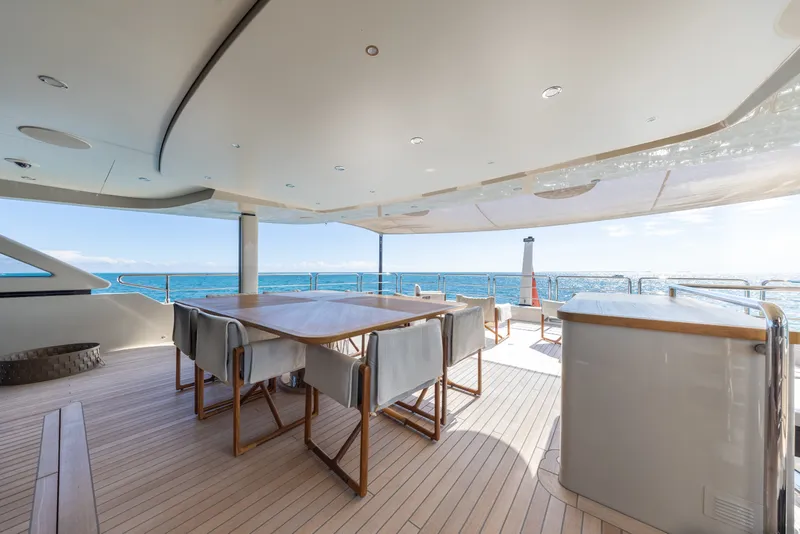 Slide: The Image of Luxurious deck of 2023 Cantiere Delle Marche RJ 115 yacht with ocean view. - 54