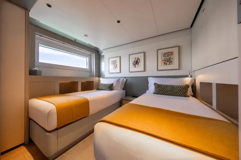 Slide: The Image of Luxurious twin cabin interior on 2023 Cantiere Delle Marche RJ 115 yacht. - 40