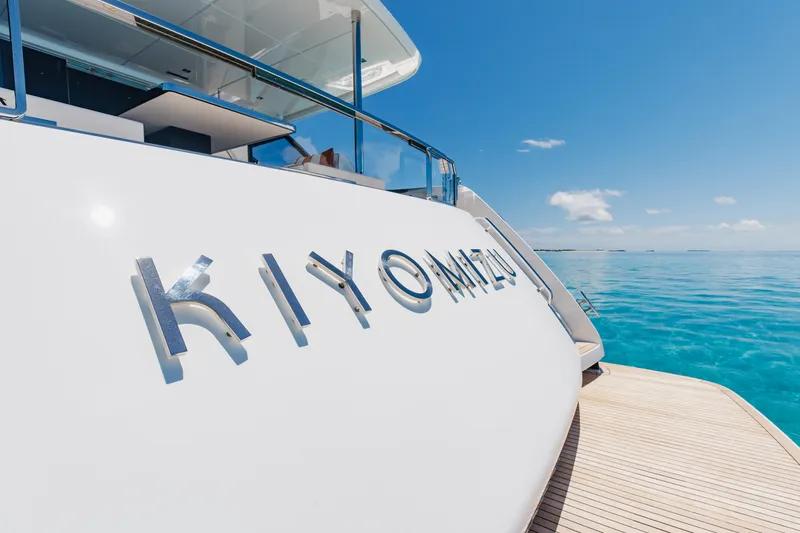 Slide: The Image of Luxury yacht Riva 90 Argo 2020 on clear blue ocean waters. - 10