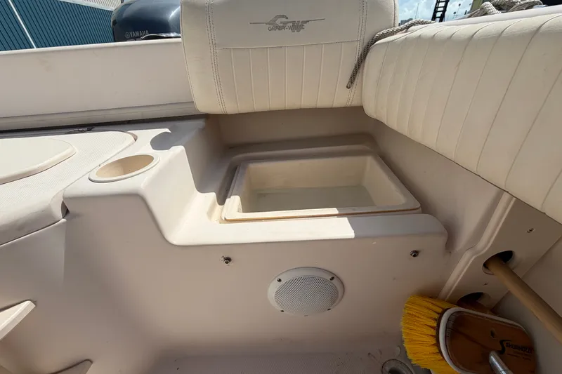 Slide: The Image of Interior of 2008 Grady-White Seafarer 226 boat with seating and storage compartment. - 61