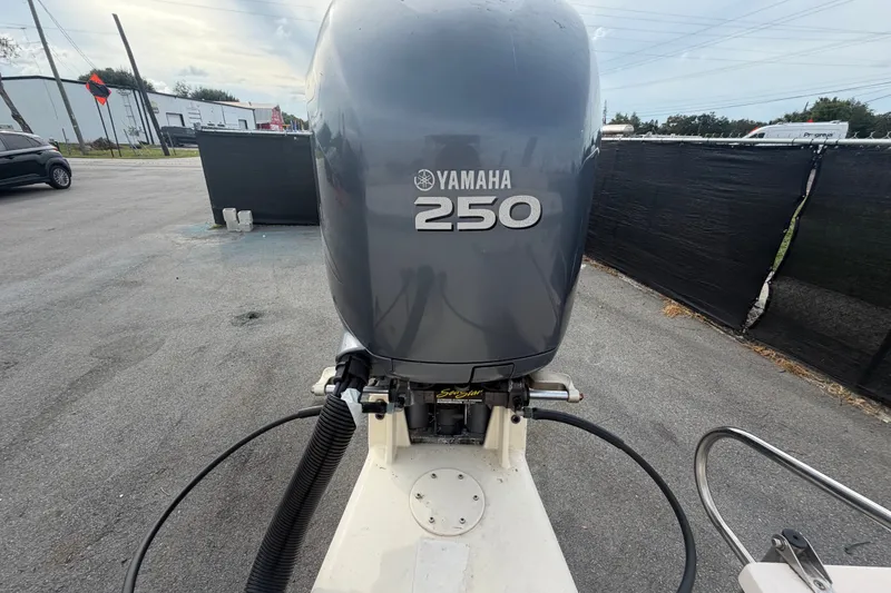 Slide: The Image of Yamaha 250 outboard motor on a 2008 Grady-White Seafarer 228 boat. - 86