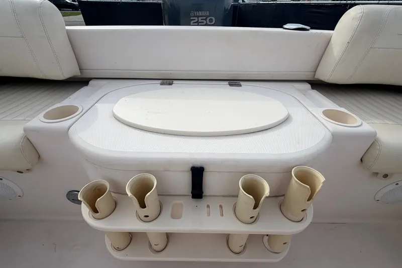 Slide: The Image of Grady-White Seafarer 228 boat interior with rod holders and seating, 2008 model. - 77
