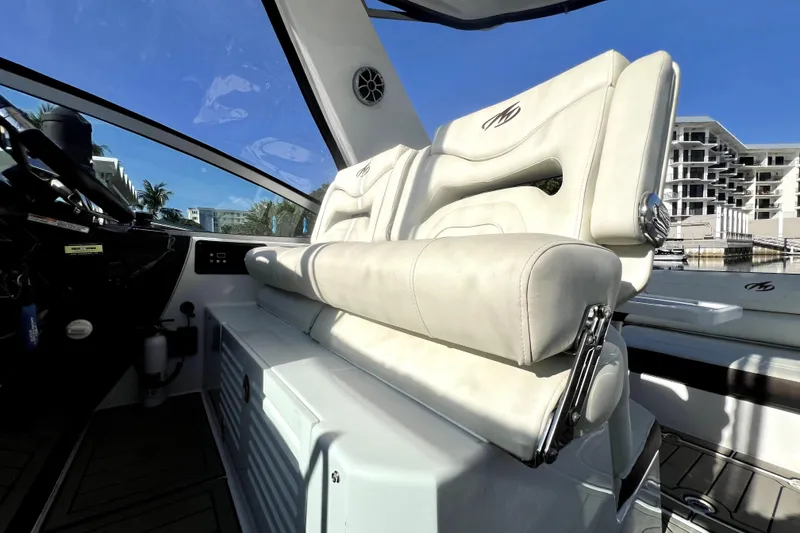 Slide: The Image of Luxurious interior of 2018 Monterey 355 Sport Yacht with plush seating and modern design. - 123
