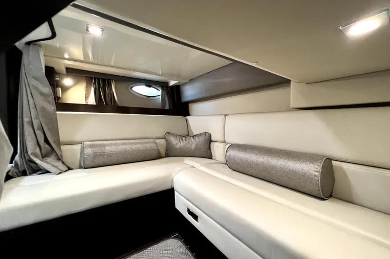 Slide: The Image of Luxurious interior of 2018 Monterey 355 Sport Yacht with plush seating and elegant decor. - 81