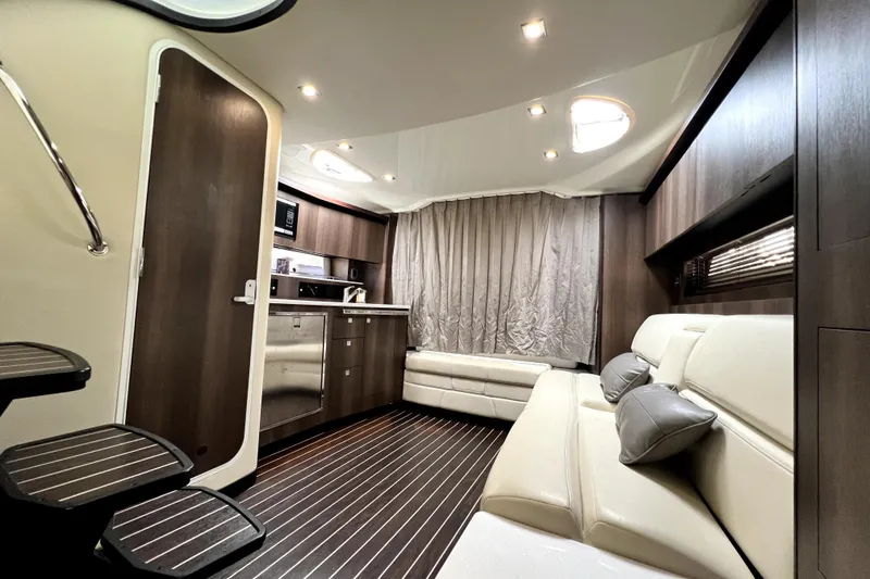 Slide: The Image of Luxurious interior of 2018 Monterey 355 Sport Yacht with modern furnishings and ambient lighting. - 85